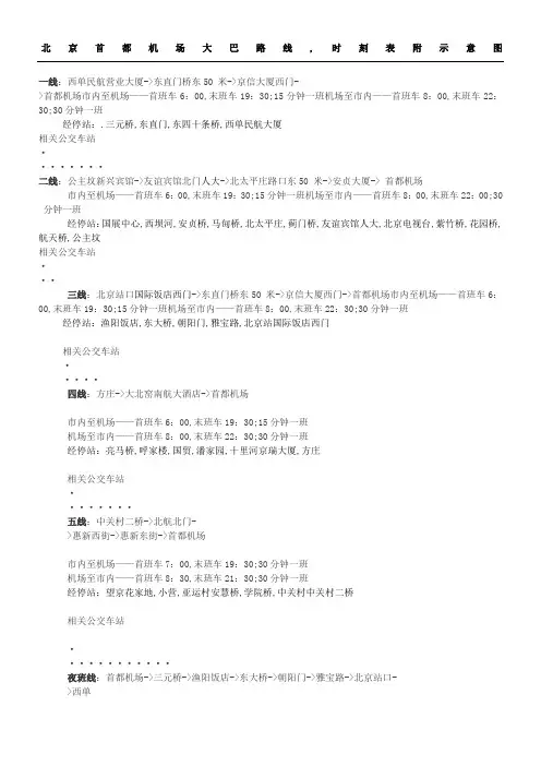 首都机场大巴路线时刻表附图及站点