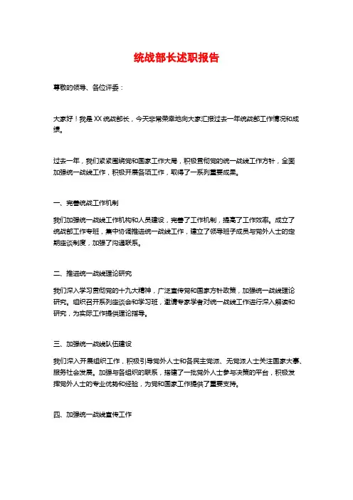 统战部长述职报告 (2)
