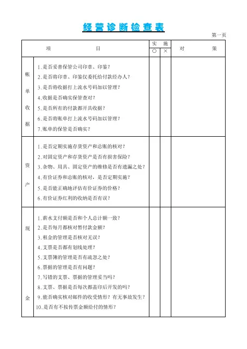 经营诊断检查表