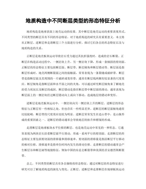 地质构造中不同断层类型的形态特征分析