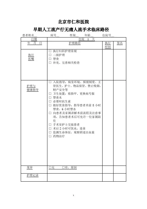 人工流产临床路径