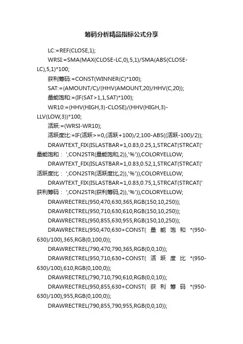 筹码分析精品指标公式分享