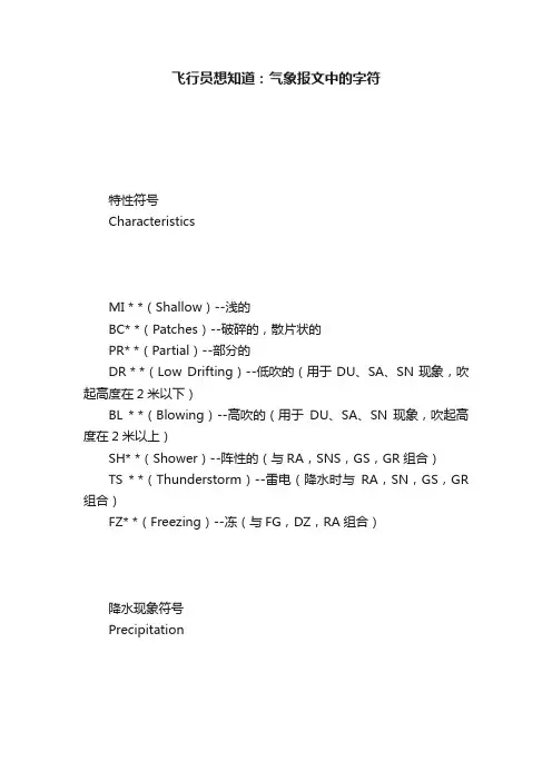 飞行员想知道：气象报文中的字符