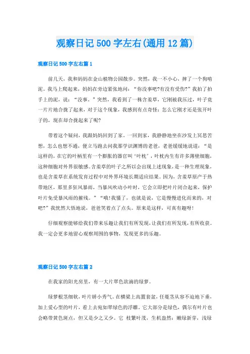 观察日记500字左右(通用12篇)