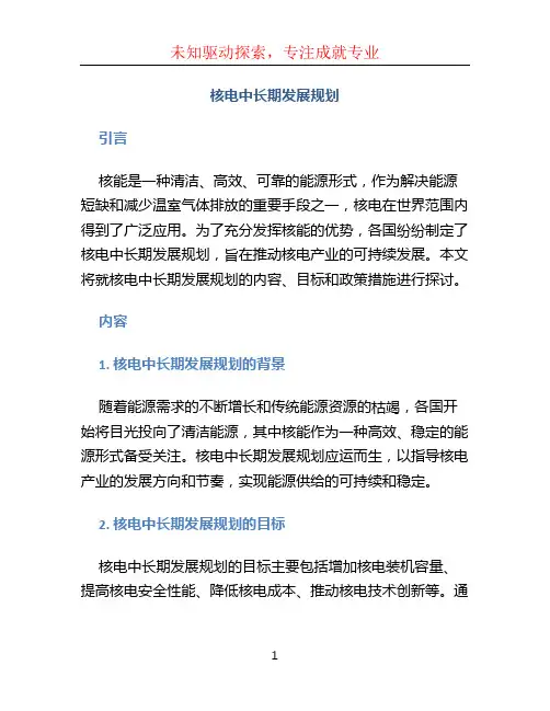 核电中长期发展规划