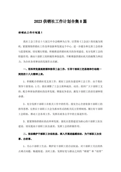 2023供销社工作计划合集8篇