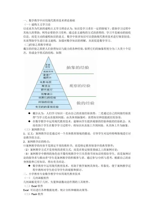 数学教学中应用现代教育技术理论基础