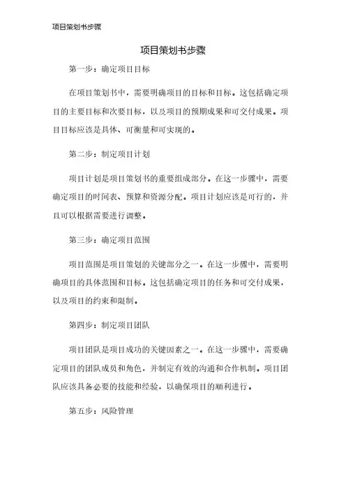 项目策划书步骤