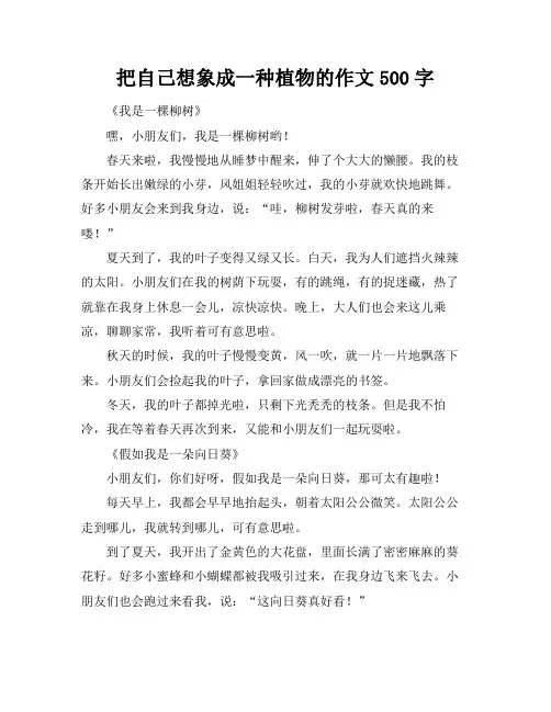 把自己想象成一种植物的作文500字