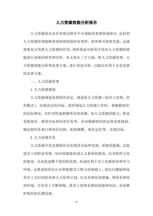 人力资源效能分析报告