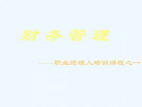 职业经理人财务管理讲义