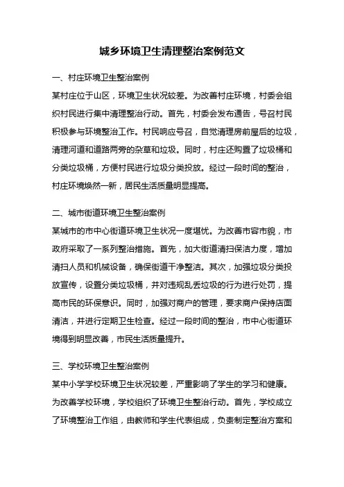 城乡环境卫生清理整治案例范文