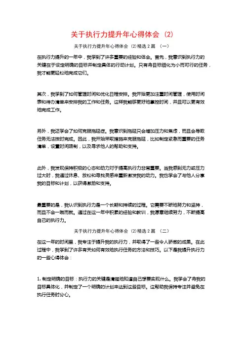 关于执行力提升年心得体会2篇