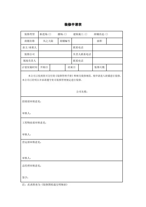 装修申请表