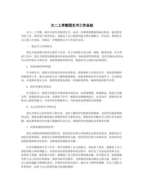 大二上学期团支书工作总结