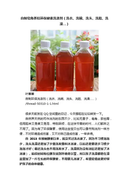 自制皂角茶枯环保酵素洗涤剂（洗衣、洗碗、洗头、洗脸、洗澡…）