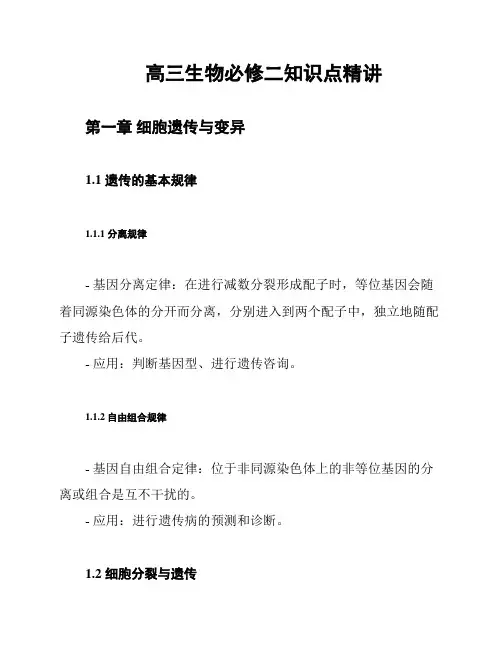 高三生物必修二知识点精讲