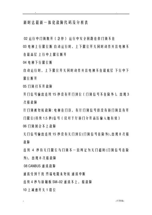 新时达故障代码