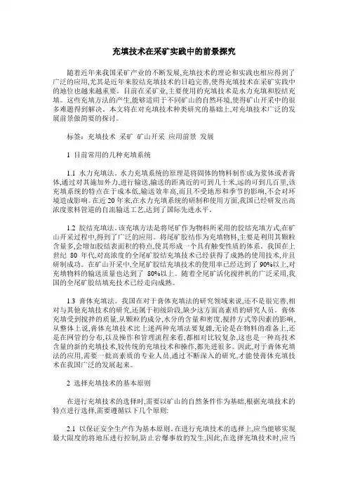充填技术在采矿实践中的前景探究