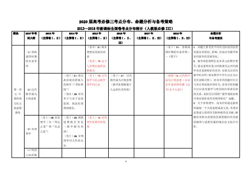 2020届高考必修三考点分布、命题分析与备考策略