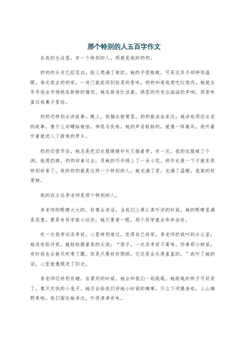那个特别的人五百字作文