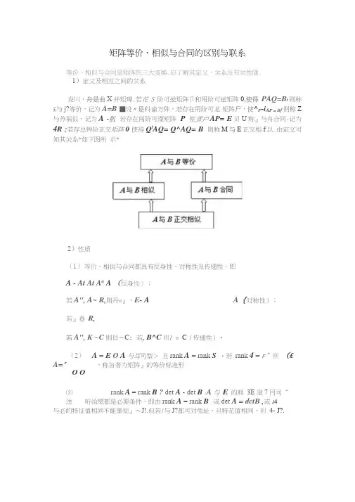 等价、相似、合同的关系