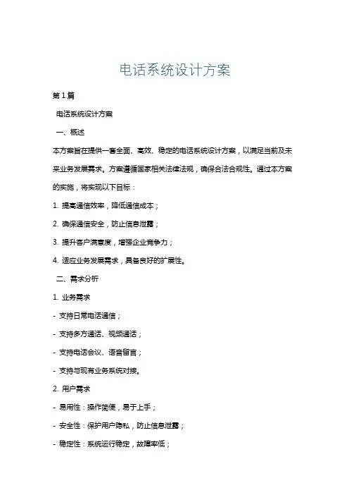 电话系统设计方案