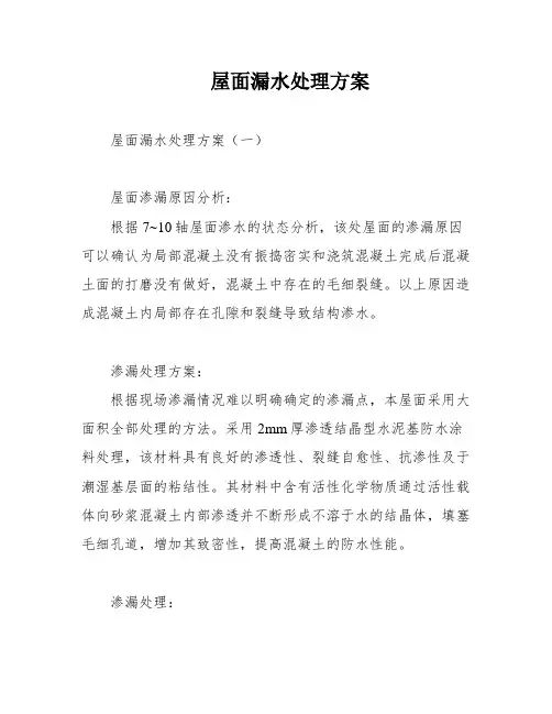屋面漏水处理方案