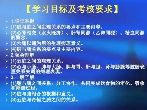 脏腑之间的关系总结ppt课件