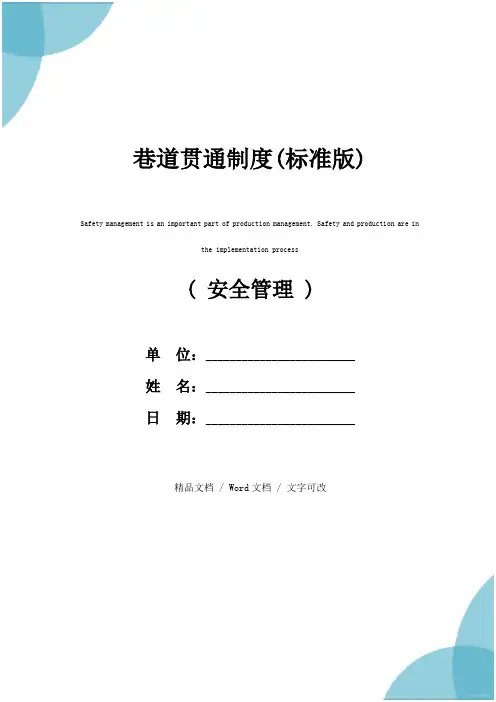 巷道贯通制度(标准版)