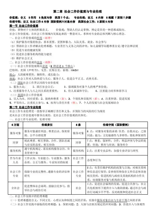 社会工作师综合 第二章 社会工作价值观与专业伦理