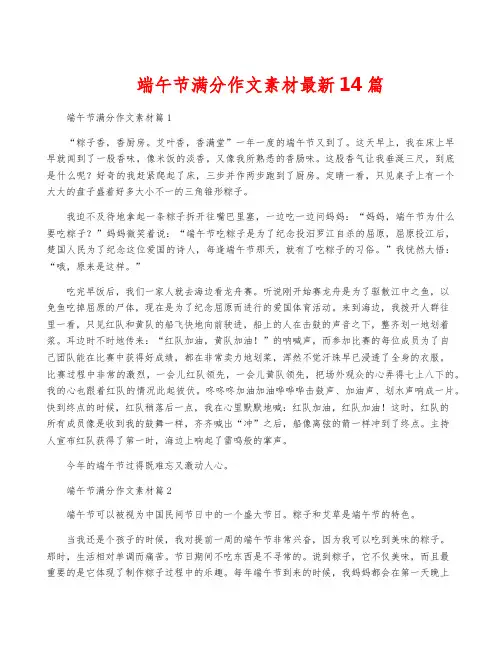 端午节满分作文素材最新14篇