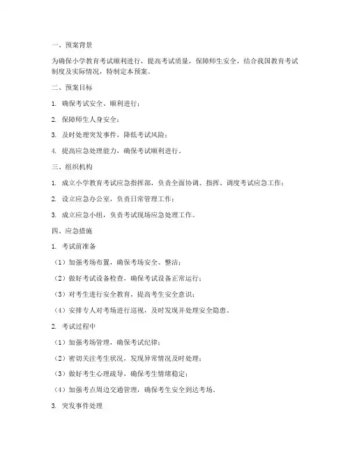 小学教育考试应急预案
