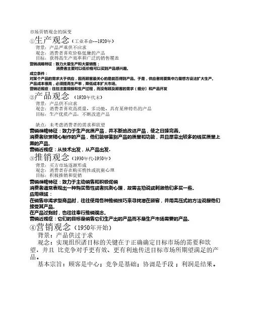 市场营销观念的演变