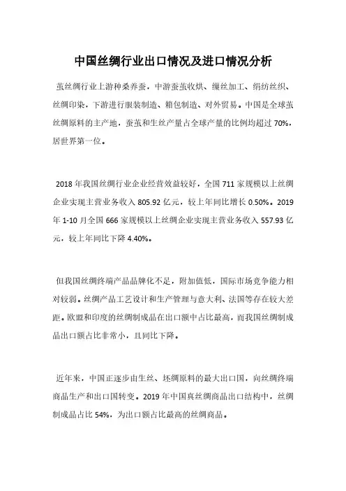 中国丝绸行业出口情况及进口情况分析