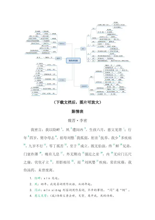 《陈情表》实词、虚词、词类活用、特殊句式全注释