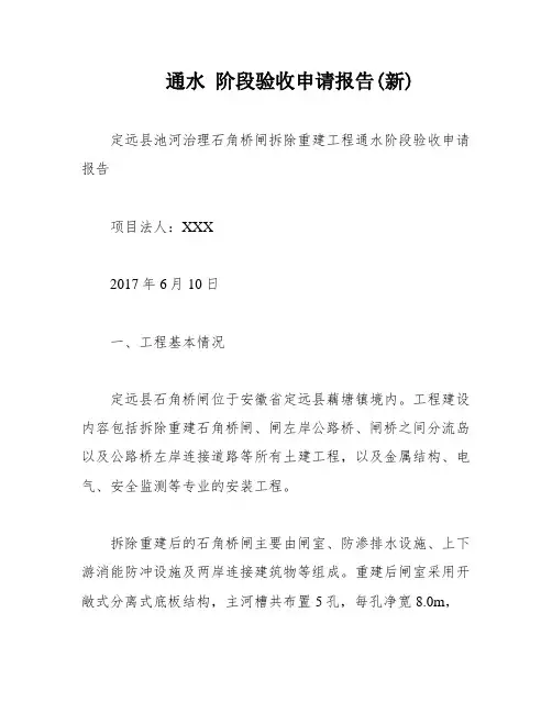 通水 阶段验收申请报告(新)