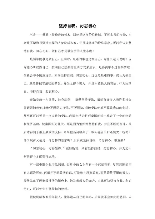 坚持自我,勿忘初心_高中高二作文700字