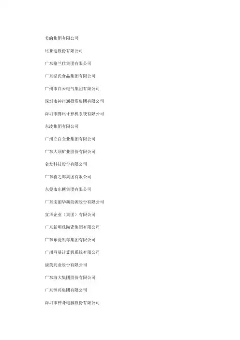《2012年统计广东100强企业名单》