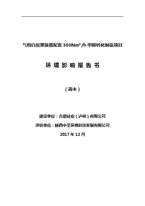 气相白炭黑装置配套300Nm3h甲醇转化制氢项目