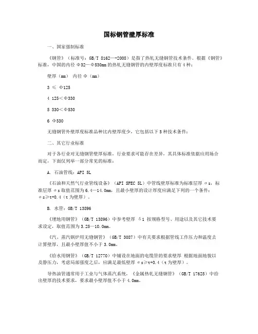 国标钢管壁厚标准