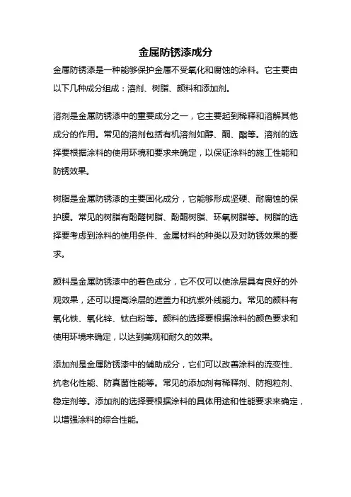 金属防锈漆成分