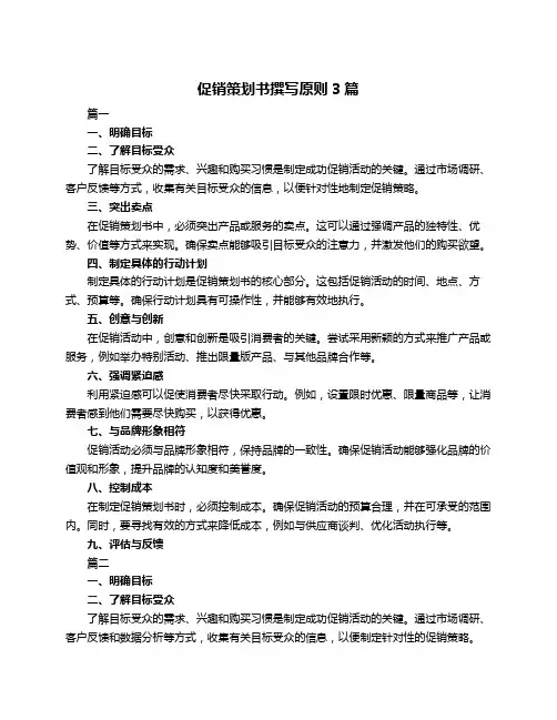 促销策划书撰写原则3篇