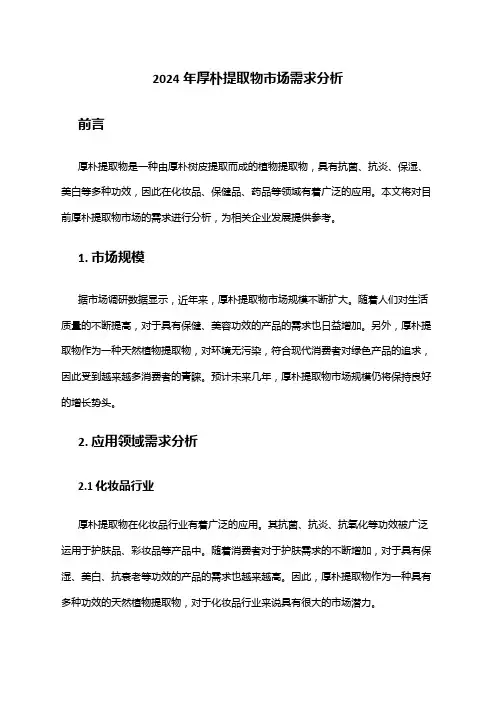 2024年厚朴提取物市场需求分析