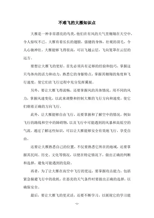 不难飞的大雁知识点