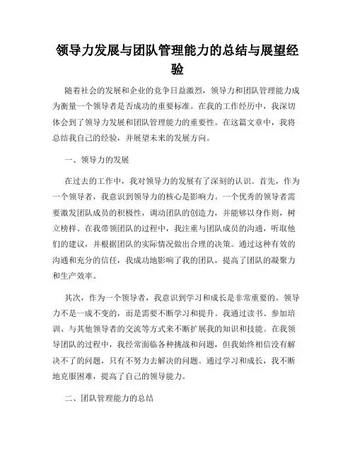 领导力发展与团队管理能力的总结与展望经验