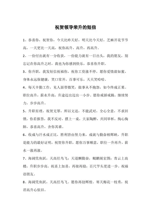 祝贺领导荣升的短信