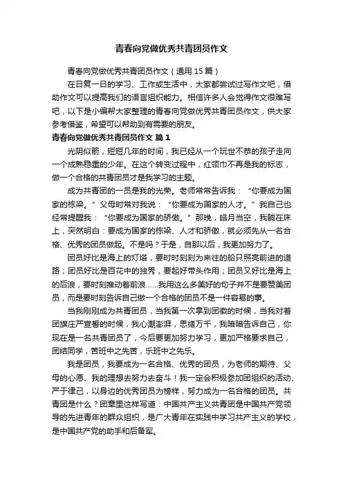 青春向党做优秀共青团员作文（通用15篇）