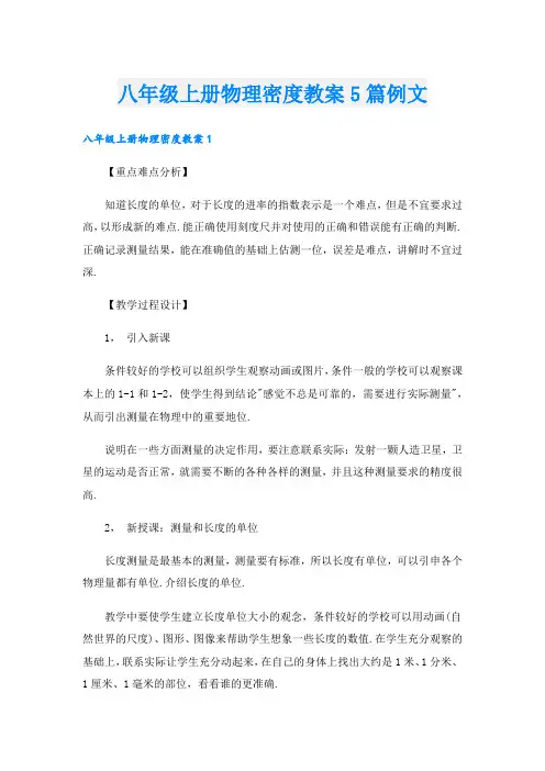 八年级上册物理密度教案5篇例文.doc