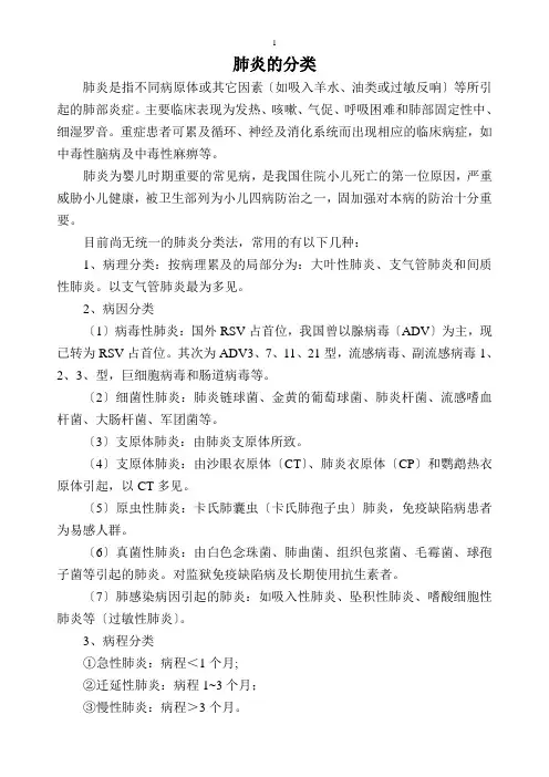 肺炎的分类